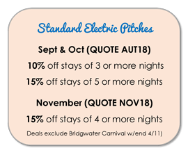 Autumn deals on Standard electric pitches at Old Oaks
